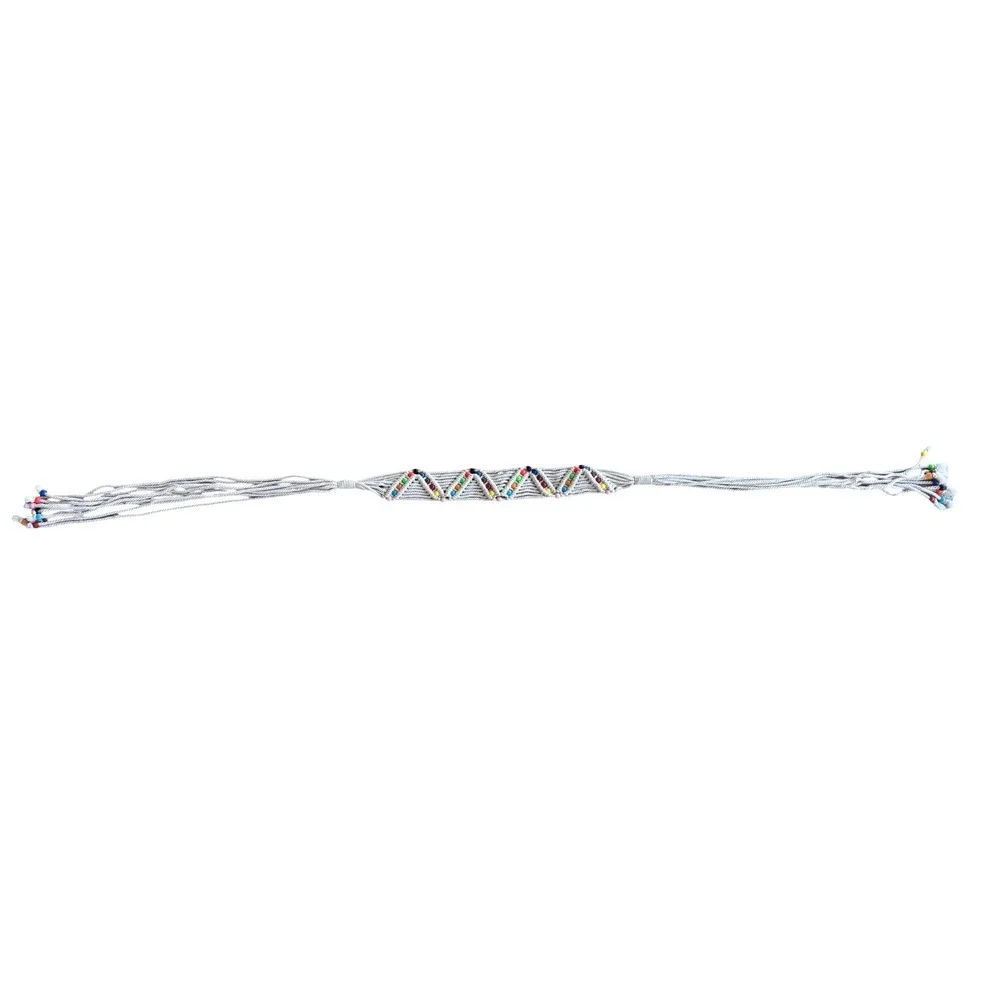 Macrame Beaded Tassel Waist Belt One Size Ivory Cotton Boho